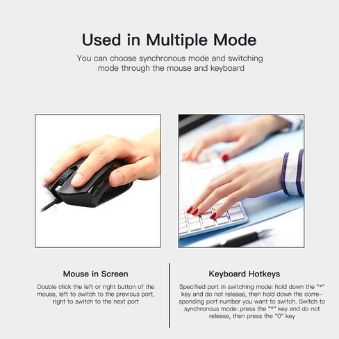 HXBER 8 منافذ USB مزامن لوحة مفاتيح USB وحدة تحكم مزامنة الماوس KVM الجلاد غلاف معدني التوصيل والتشغيل أسود in Kuwait