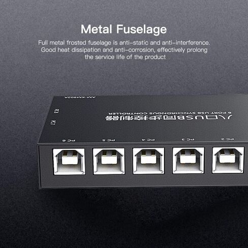 HXBER 8 منافذ USB مزامن لوحة مفاتيح USB وحدة تحكم مزامنة الماوس KVM الجلاد غلاف معدني التوصيل والتشغيل أسود in Kuwait