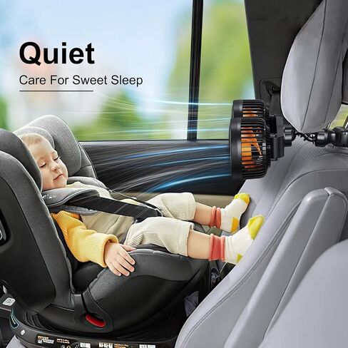 12v/24v Car fan Cigarette Lighter Plug for Backseat Kids Baby, Powerful 3 Speed Quiet Rotatable Portable Clip on Car Seat Fan for Pickup Truck RV Van Golf Cart Vehicle - 2 USB Charging Port in Saudi Arabia