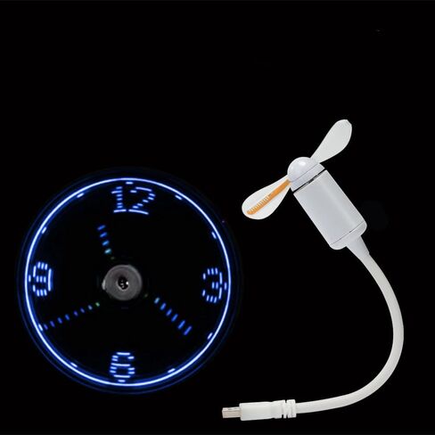 USB LED Clock Fan, Flexible Real-Time Display Fan, USB Powered, Portable Mini Cooling Fan for Laptop PC in Saudi Arabia