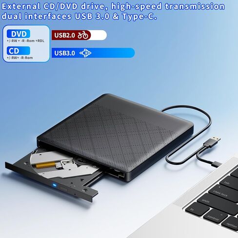 External CD Drive Portable Drive USB3.0 Portable Drive Can Read DVD/CD is Suitable High Speed Data Transfer for Laptop/Desktops Windows xp /7/8.1/10 and Linux OS in Saudi Arabia