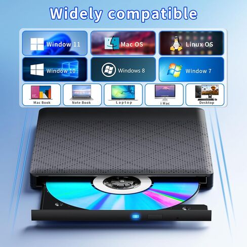 External CD Drive Portable Drive USB3.0 Portable Drive Can Read DVD/CD is Suitable High Speed Data Transfer for Laptop/Desktops Windows xp /7/8.1/10 and Linux OS in Saudi Arabia