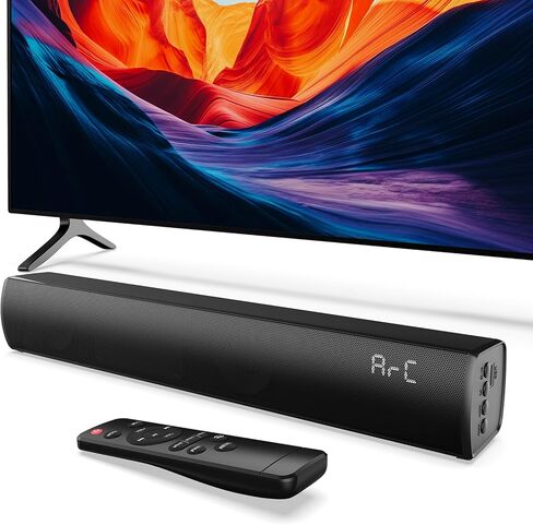 شريط صوت للتلفزيون الذكي بقوة 60 وات، مكبر صوت بلوتوث 5.3 مع HDMI ARC، بصري، AUX، USB، مكبر صوت تلفزيوني محيطي، 3 أوضاع EQ، شريط صوت المسرح المنزلي للتلفزيون/الكمبيوتر/الألعاب/جهاز العرض، أسود in Kuwait