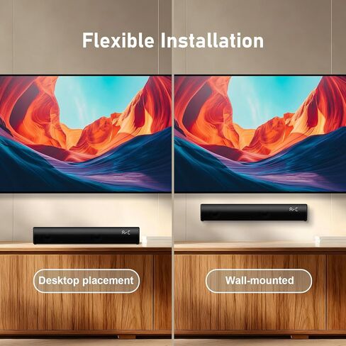 شريط صوت للتلفزيون الذكي بقوة 60 وات، مكبر صوت بلوتوث 5.3 مع HDMI ARC، بصري، AUX، USB، مكبر صوت تلفزيوني محيطي، 3 أوضاع EQ، شريط صوت المسرح المنزلي للتلفزيون/الكمبيوتر/الألعاب/جهاز العرض، أسود in Kuwait