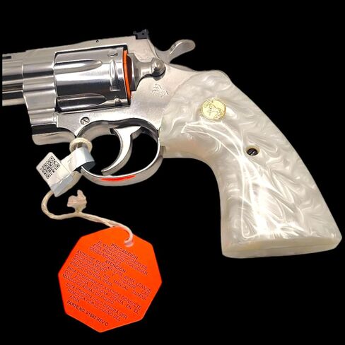 Replacemnt for Colt Python & Anaconda White Pearl Grips with 24K Gold Medallion | CNC Fit | Model 2019 & Up | USA Made in Saudi Arabia
