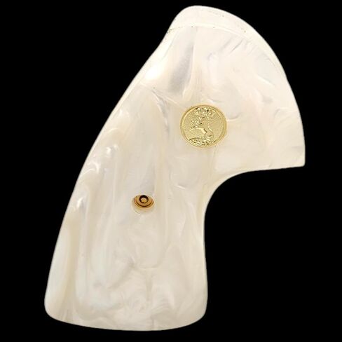 Replacemnt for Colt Python & Anaconda White Pearl Grips with 24K Gold Medallion | CNC Fit | Model 2019 & Up | USA Made in Saudi Arabia