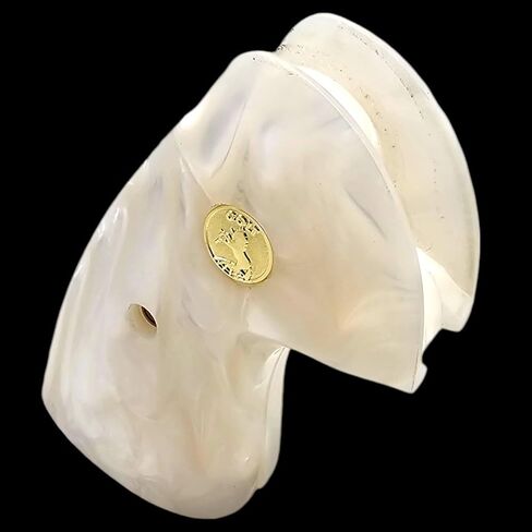 Replacemnt for Colt Python & Anaconda White Pearl Grips with 24K Gold Medallion | CNC Fit | Model 2019 & Up | USA Made in Saudi Arabia