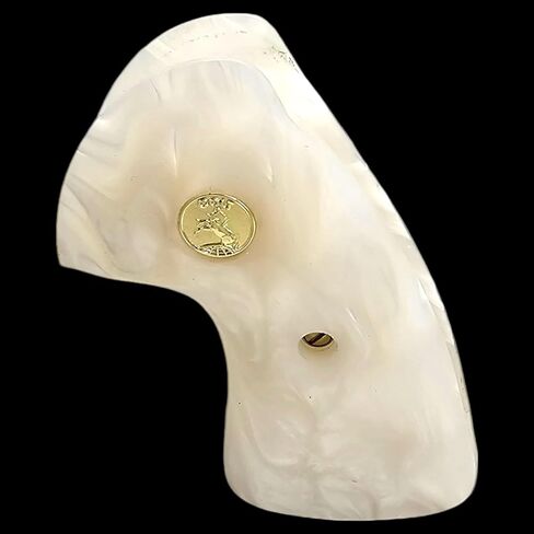 Replacemnt for Colt Python & Anaconda White Pearl Grips with 24K Gold Medallion | CNC Fit | Model 2019 & Up | USA Made in Saudi Arabia