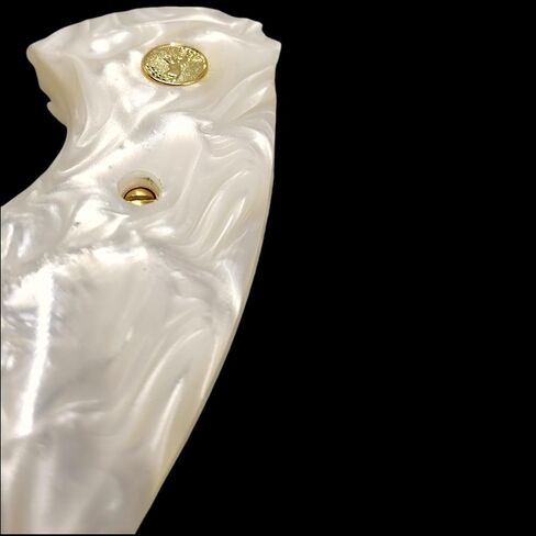 Replacemnt for Colt Python & Anaconda White Pearl Grips with 24K Gold Medallion | CNC Fit | Model 2019 & Up | USA Made in Saudi Arabia