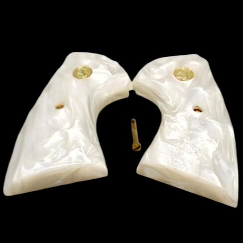 Replacemnt for Colt Python & Anaconda White Pearl Grips with 24K Gold Medallion | CNC Fit | Model 2019 & Up | USA Made in Saudi Arabia