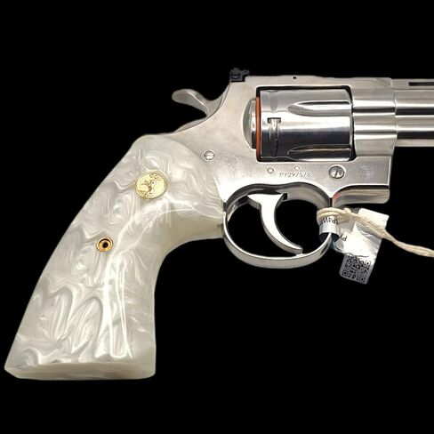 Replacemnt for Colt Python & Anaconda White Pearl Grips with 24K Gold Medallion | CNC Fit | Model 2019 & Up | USA Made in Saudi Arabia