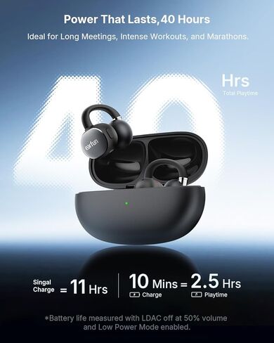 EarFun Clip 2 سماعات أذن مفتوحة، سماعات رأس بمشبك، LDAC، صوت عالي الدقة، مشغل تيتانيوم 12 مم، 4 ميكروفونات AI Clear Call، سماعات أذن ترجمة AI، ملاءمة آمنة، وقت تشغيل 40 ساعة، بلوتوث 6.0 للجري والتمرين in Kuwait