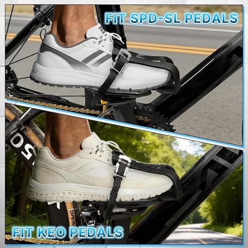 محولات Bucklos Toe قفص لدراجة Peloton + - الدواسات، تحويل Shimano SPD-SL تبدو Delta Keo إلى دواسة أقفاص أصابع القدم مع حزام ركوب مع أحذية رياضية، ملحقات دراجة الطريق للتمرين الداخلي in Saudi Arabia