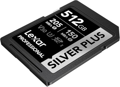 بطاقة Lexar Professional /512GB Silver Plus SDXC UHS-I، C10، U3، V30، 4K UHD، بطاقة SD، بطاقة ذاكرة، قراءة تصل إلى 205 ميجابايت/ثانية in Saudi Arabia