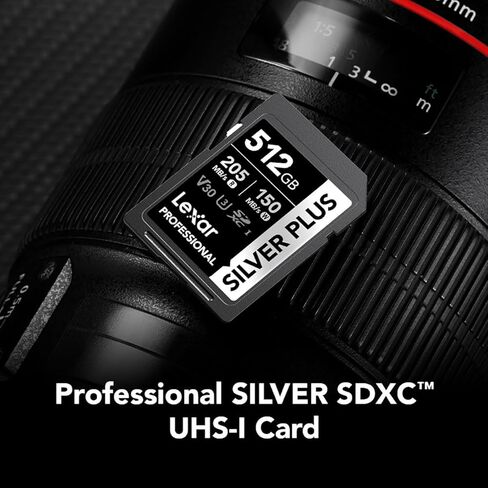 بطاقة Lexar Professional /512GB Silver Plus SDXC UHS-I، C10، U3، V30، 4K UHD، بطاقة SD، بطاقة ذاكرة، قراءة تصل إلى 205 ميجابايت/ثانية in Saudi Arabia