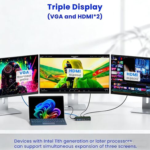 New Surface Thunderbolt 4 Dock Dual HDMI+VGA Adapter 12 in 1 Surface Pro Docking Station for Surface Pro 12/11/10/9/8/X/7+/7,Surface Laptop 7/6/5/4/3,Surface Go 4/3/2/1,Surface Laptop Go/Surface Book in Saudi Arabia
