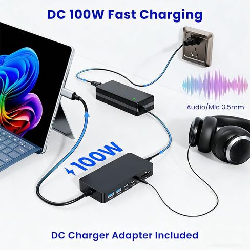 New Surface Thunderbolt 4 Dock Dual HDMI+VGA Adapter 12 in 1 Surface Pro Docking Station for Surface Pro 12/11/10/9/8/X/7+/7,Surface Laptop 7/6/5/4/3,Surface Go 4/3/2/1,Surface Laptop Go/Surface Book in Saudi Arabia