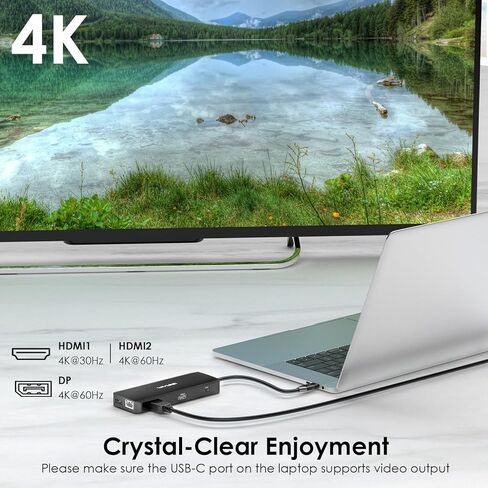 WAVLINK Laptop Docking Station Dual Monitor Triple Display for Windows OS, USB C Hub with 2 HDMI, DisplayPort, 100W PD in, Gigabit Ethernet, USB 3.0/2.0 Ports, SD/TF Card Reader, Audio in Saudi Arabia