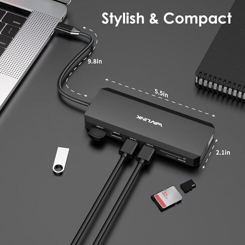 WAVLINK Laptop Docking Station Dual Monitor Triple Display for Windows OS, USB C Hub with 2 HDMI, DisplayPort, 100W PD in, Gigabit Ethernet, USB 3.0/2.0 Ports, SD/TF Card Reader, Audio in Saudi Arabia