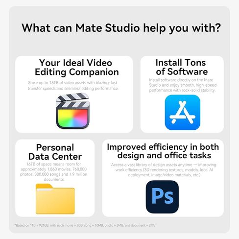 قاعدة توسيع Mate Studio Stand-A بسرعة 80 جيجابت في الثانية SSD لأجهزة Mac Studio - حامل من سبائك الألومنيوم مع فتحات PCIex2 M.2 مزدوجة (16 تيرابايت بحد أقصى)، ومنفذ USB-C وPD 3.0 بسرعة 80 جيجابت في الثانية - الأجهزة الطرفية للكمبيوتر in Kuwait