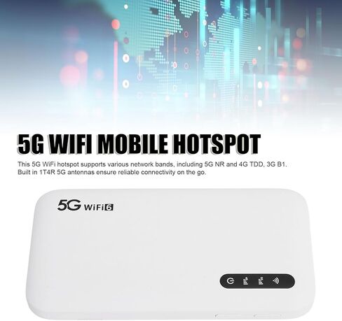 جهاز نقطة اتصال متنقلة 5G WiFi 6 متنقل عالي السرعة، تنزيل 2.77 جيجابت في الثانية، بطارية 6100 مللي أمبير في الساعة، يدعم 16 جهازًا، فتحة SIM نانو، للسفر والمنزل والمكتب in Kuwait