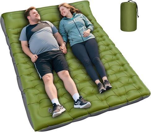 Double Sleeping Pad, Extra Thick 6 Inch Sleeping Pad for Camping 2 Person with Built-in Pillow & Foot Pump Ultralight Compact Inflatable Camping Mat for Backpacking Hiking Travel Tent Camp Gear Gifts in Kuwait