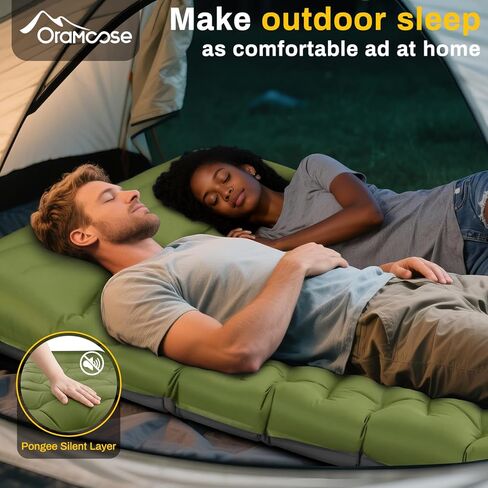 Double Sleeping Pad, Extra Thick 6 Inch Sleeping Pad for Camping 2 Person with Built-in Pillow & Foot Pump Ultralight Compact Inflatable Camping Mat for Backpacking Hiking Travel Tent Camp Gear Gifts in Kuwait