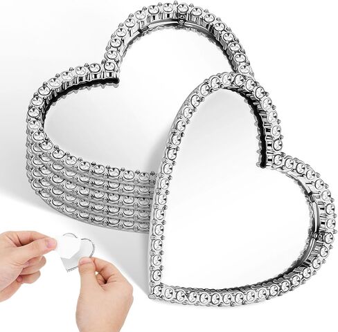 SHINEOFI 6pcs Heart Phone Mirror Stick on Back, Metal Mirror for Phone Case Decors DIY Charms for Girls and Women in Saudi Arabia