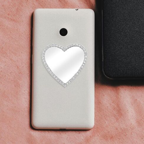SHINEOFI 6pcs Heart Phone Mirror Stick on Back, Metal Mirror for Phone Case Decors DIY Charms for Girls and Women in Saudi Arabia