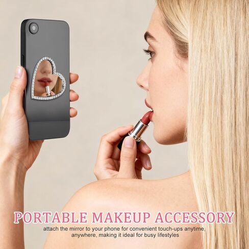 SHINEOFI 6pcs Heart Phone Mirror Stick on Back, Metal Mirror for Phone Case Decors DIY Charms for Girls and Women in Saudi Arabia