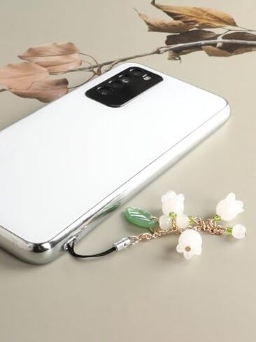 1PCS White Orchid Phone Pendant, Cute Flower Phone Charm for Bag, Keychain, Camera Decor in Saudi Arabia
