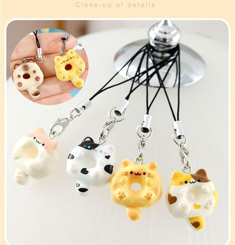 6 قطع لطيف القط دونات الهاتف سحر مجموعة، Kawaii القط الهاتف حقيبة سحر الملحقات Y2K PhoneStrap in Kuwait