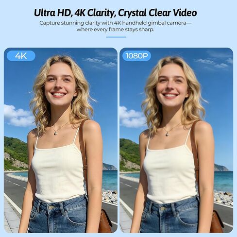 4K Vlogging Camera with CMOS Sensor, Face Tracking with Horizontal Gimbal Stabilizer & EIS, Digital Video Camera with 330° Rotating Lens, Pocket Camera for Travel, Outdoor, Webcam for Streaming in Saudi Arabia