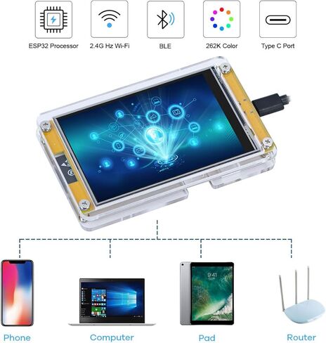 Hosyond 4.0 Inch ESP32 Display Resistive Touchscreen with Acrylic Case, ILI9341 Driver 240x320 TFT LCD Module for Arduino IOT in Saudi Arabia