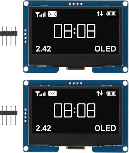 AITRIP 2 قطعة 2.4 "2.42 بوصة 128x64 OLED وحدة عرض إل سي دي SSD1309 12864 4 Pin IIC I2C واجهة تسلسلية لاردوينو UNO R3 C51-ضوء أبيض in Kuwait