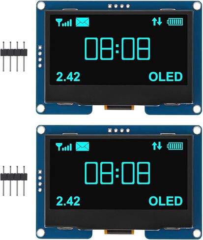 AITRIP 2 قطعة 2.4 "2.42 بوصة 128x64 OLED وحدة عرض إل سي دي SSD1309 12864 4 Pin IIC I2C واجهة تسلسلية لاردوينو UNO R3 C51-ضوء أبيض in Saudi Arabia