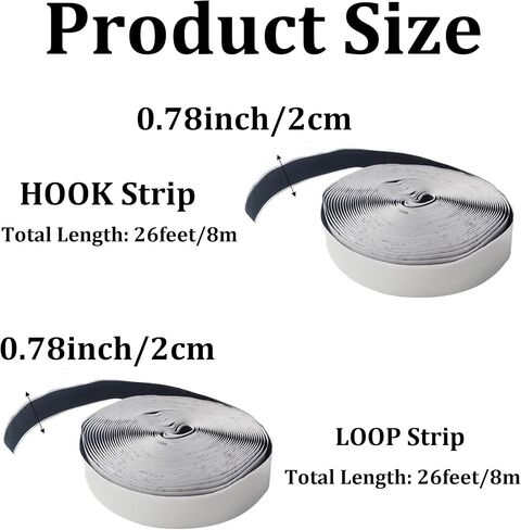 pson 0.78 Inch x 26 Feet Self Adhesive Hook and Loop Tape, Heavy Duty Sticky Back for Home, Office, School, Car, and DIY Projects(White) in Saudi Arabia