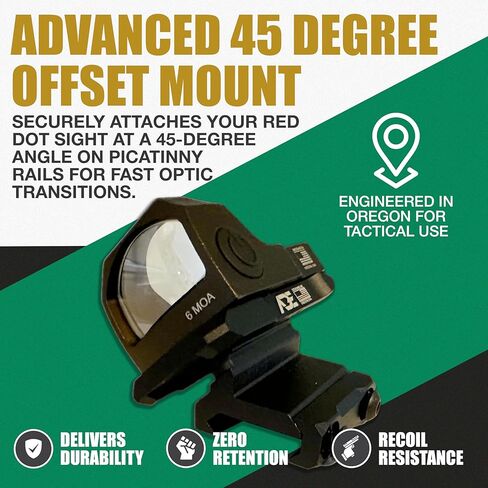 ADE 45 درجة إزاحة Picatinny Optic Mount - متوافق مع Trijicon RMR/SRO، Holosun 407C/507C/ESP Carry/407K، Vortex Viper/Venom Encycled، Burris Fastfire، Osight S، SE، X، K، & ADE RD3 Series Red Dot in Saudi Arabia