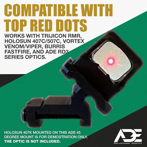 ADE 45 درجة إزاحة Picatinny Optic Mount - متوافق مع Trijicon RMR/SRO، Holosun 407C/507C/ESP Carry/407K، Vortex Viper/Venom Encycled، Burris Fastfire، Osight S، SE، X، K، & ADE RD3 Series Red Dot in Saudi Arabia