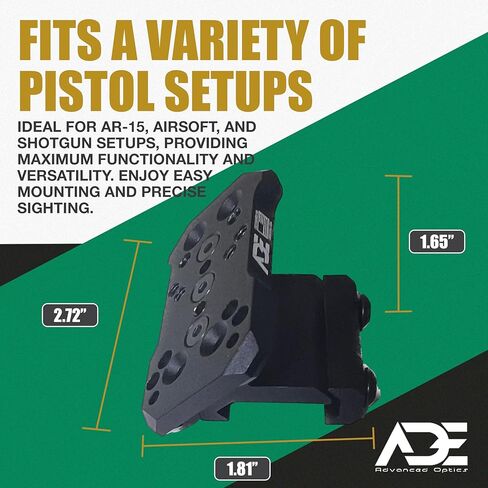 ADE 45 درجة إزاحة Picatinny Optic Mount - متوافق مع Trijicon RMR/SRO، Holosun 407C/507C/ESP Carry/407K، Vortex Viper/Venom Encycled، Burris Fastfire، Osight S، SE، X، K، & ADE RD3 Series Red Dot in Saudi Arabia