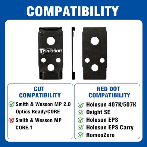 لوحة تركيب النقطة الحمراء RMSc Footprint متوافقة مع Holosun 407K، 507K، EPS، EPS Carry، Osight SE، Romeo Zero، ohhunt RD U1، RD U3 متوافق مع Smith & Wesson MP 2.0 Optics Ready/CORE in Kuwait