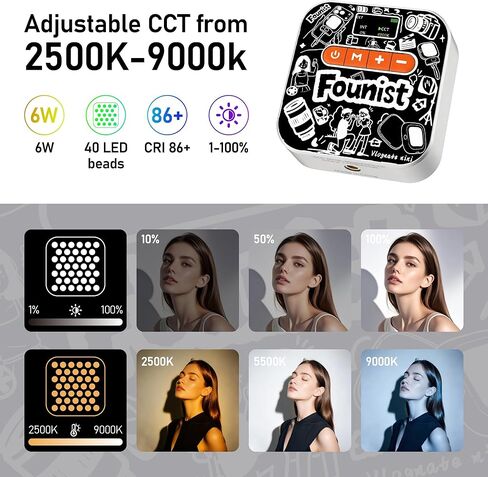 ضوء فيديو RGB مع حامل ثلاثي القوائم ومشبك هاتف، ضوء كاميرا LED محمول 2500K-9000K، 22 وضعًا للمشهد، إضاءة قابلة لإعادة الشحن على الكاميرا لمدونات الفيديو على الهاتف، البث، TikTok، YouTube in Kuwait