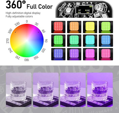 ضوء فيديو RGB مع حامل ثلاثي القوائم ومشبك هاتف، ضوء كاميرا LED محمول 2500K-9000K، 22 وضعًا للمشهد، إضاءة قابلة لإعادة الشحن على الكاميرا لمدونات الفيديو على الهاتف، البث، TikTok، YouTube in Kuwait