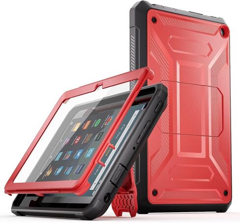حافظة كمبيوتر لوحي Amazon Fire HD 10 & Fire HD 10 Kids Pro (الجيل الثالث عشر فقط، إصدار 2023)، غطاء خلفي بحامل عرض متين لكامل الجسم بدون استخدام اليدين مع واقي شاشة، أيضًا لهاتف Sony Nokia مقاس 10 بوصات - أسود in Kuwait