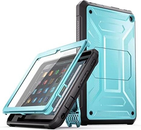 حافظة كمبيوتر لوحي Amazon Fire HD 10 & Fire HD 10 Kids Pro (الجيل الثالث عشر فقط، إصدار 2023)، غطاء خلفي بحامل عرض متين لكامل الجسم بدون استخدام اليدين مع واقي شاشة، أيضًا لهاتف Sony Nokia مقاس 10 بوصات - أسود in Kuwait