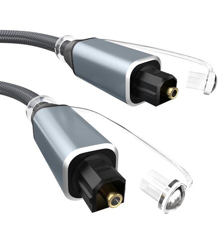 كابل صوت بصري 5FT-Toslink متوافق مع مكبرات الصوت وأنظمة الاستريو والسينما المنزلية وXbox One/PS4 والتلفزيون ومكبر الصوت وكابل مكبر الصوت البصري كابل ألياف ضوئية رمادي مجدول in Kuwait