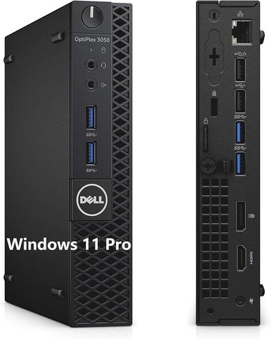 كمبيوتر مكتبي صغير طراز Optiplex 3050 من Dell، نظام التشغيل Windows 11 Pro، مع شاشة 27 بوصة FHD (1920 × 1080)، Intel Core i7-7700T، ذاكرة وصول عشوائي DDR4 سعة 8 جيجابايت، محرك أقراص SSD سعة 256 جيجابايت، لوحة مفاتيح وماوس، USB WiFi، USB BT (متجدد) in Kuwait