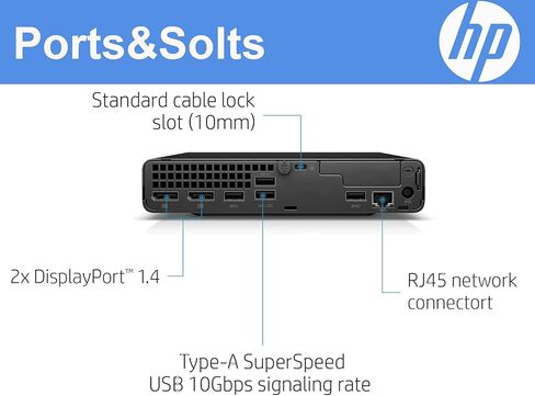 كمبيوتر HP EliteDesk 800 G6 Business Desktop Mini PC، سداسي النواة i5-10500T، ذاكرة وصول عشوائي DDR4 سعة 16 جيجابايت، SSD 256 جيجابايت، لوحة مفاتيح وماوس، دعم 4K، واي فاي، بلوتوث، Windows 11 Pro (متجدد) in Saudi Arabia
