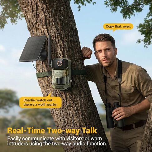 كاميرا Hubposh 4G LTE الخلوية AI الأمنية مع لوحة شمسية، كاميرات خارجية 1080 بكسل لأمن المنزل، رؤية ليلية، عرض مباشر، محادثة ثنائية الاتجاه، IP65، بطاقة SIM مدمجة، خطة غير محدودة (تباع بشكل منفصل) in Kuwait
