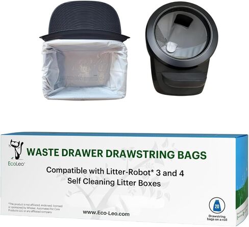 بطانات EcoLeo، متوافقة مع Litter-Robot 4 & 3، أكياس نفايات قابلة للتحلل وخالية من البلاستيك مع أربطة، سميكة، لأدراج نفايات صندوق القمامة الأوتوماتيكية (20 قطعة) in Saudi Arabia